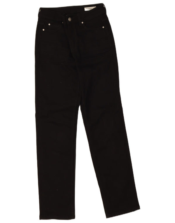 Calça jeans feminina Marks & Spencer The Sienna Straight UK 10 pequena W28 L30 preta