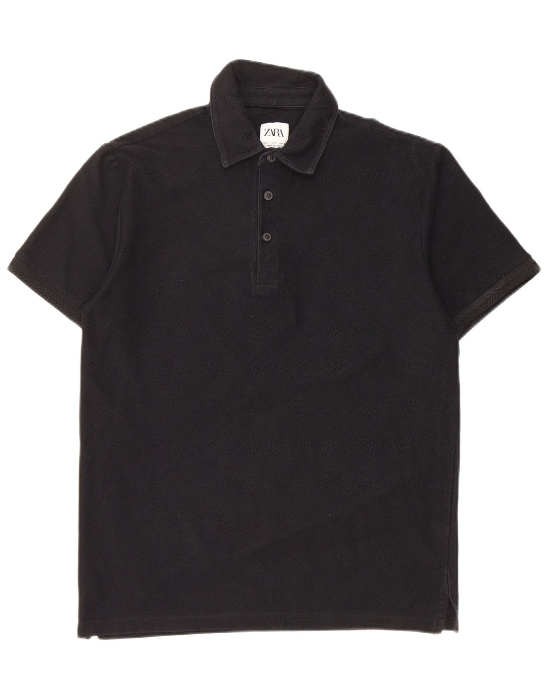Camisa polo masculina Zara pequena algodão preto