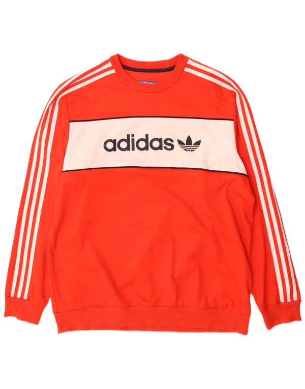 Adidas Mens Graphic Moletom Jumper XL Laranja Colorblock Algodão