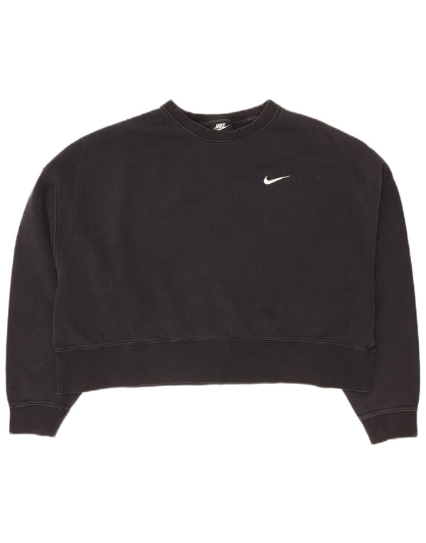 Nike Womens Crop Oversized Moletom Jumper UK 14 Médio Algodão Preto