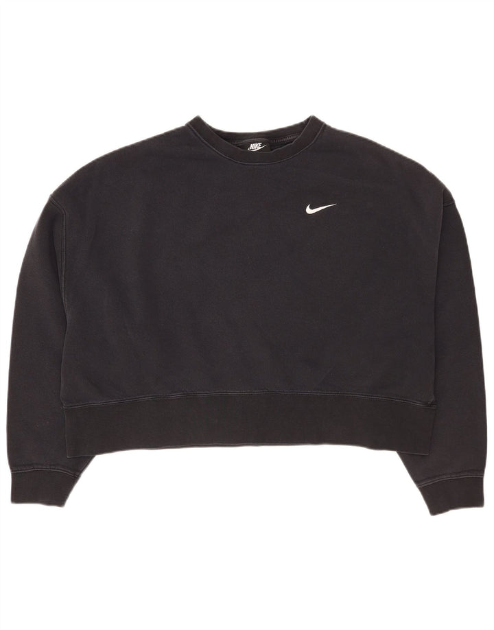 Nike Womens Crop Oversized Moletom Jumper UK 14 Médio Algodão Preto