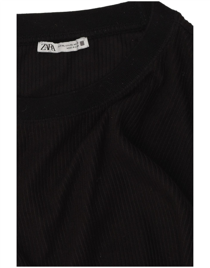 Top feminino Zara manga comprida UK 18 XL preto
