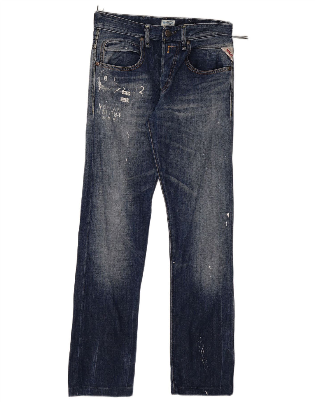 Replay Jeans feminino gráfico reto W29 L30 algodão azul
