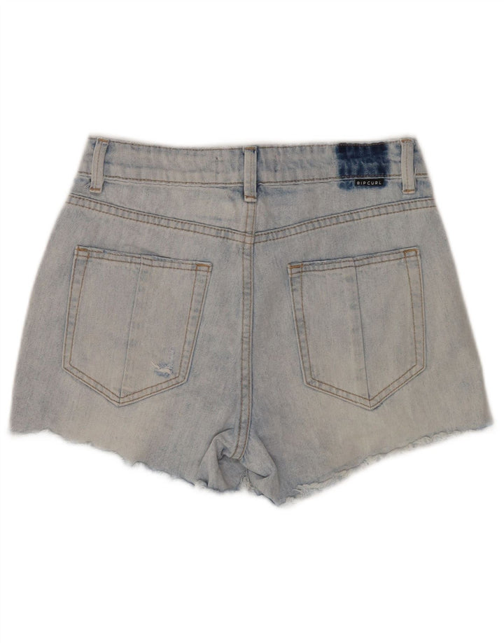 Shorts jeans feminino Rip Curl desgastado W24 XS azul algodão