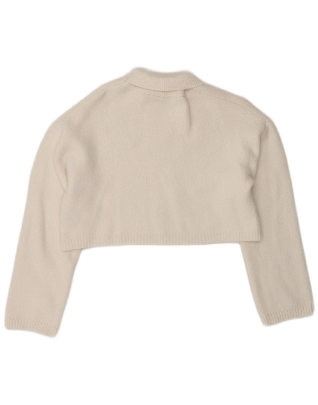 Zara Suéter feminino cropped oversized com gola redonda Reino Unido 10 pequeno branco