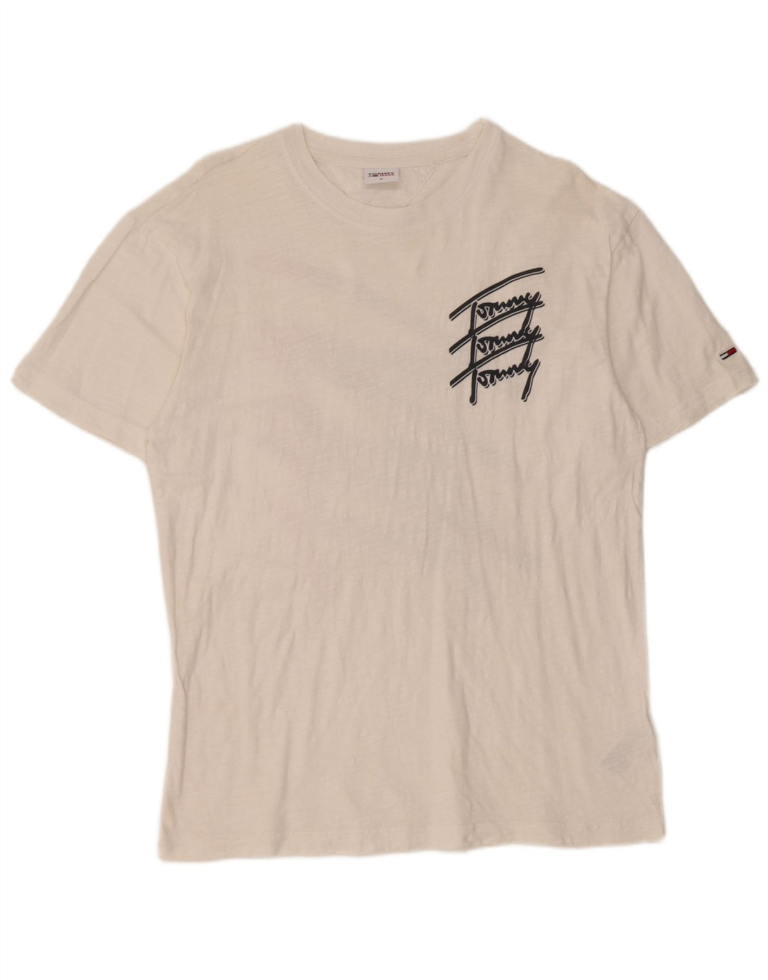 Tommy Hilfiger Camiseta masculina gráfica Top médio algodão branco