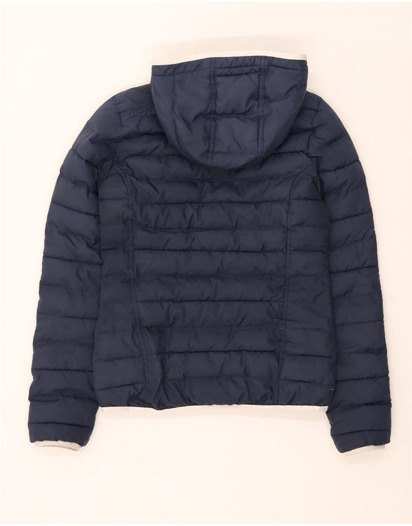 Jaqueta acolchoada com capuz feminina Adidas UK 6 XS azul marinho poliéster