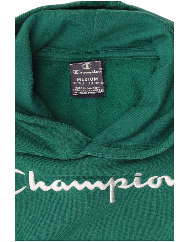 CHAMPION Boys Graphic Hoodie Jumper 9-10 Years Medium Green