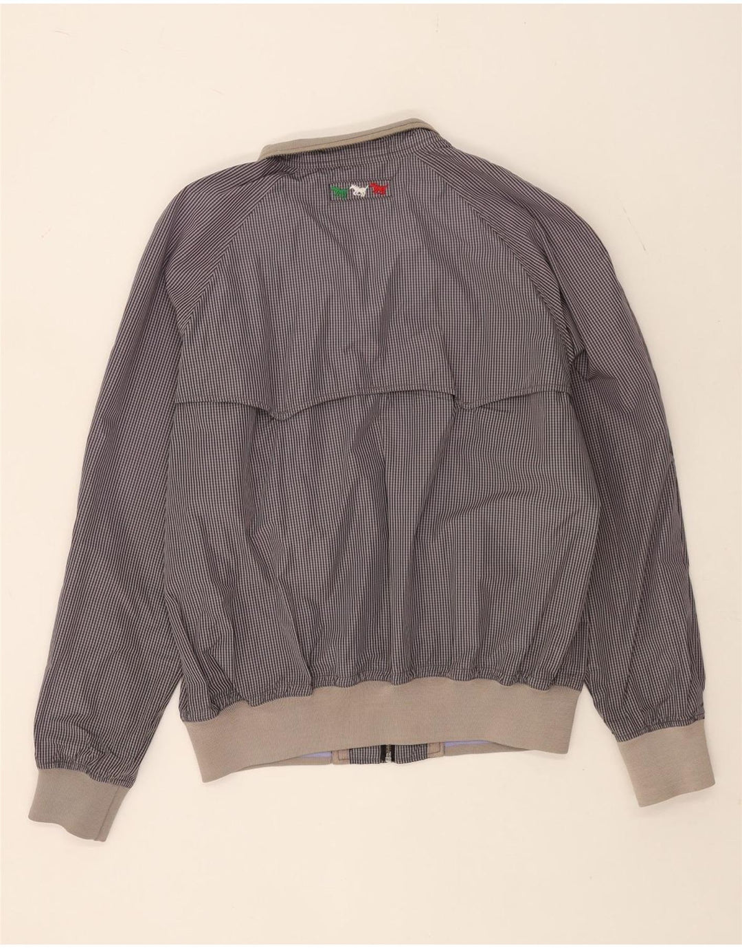Jaqueta bomber masculina Benetton UK 44 2XL algodão guingão azul marinho