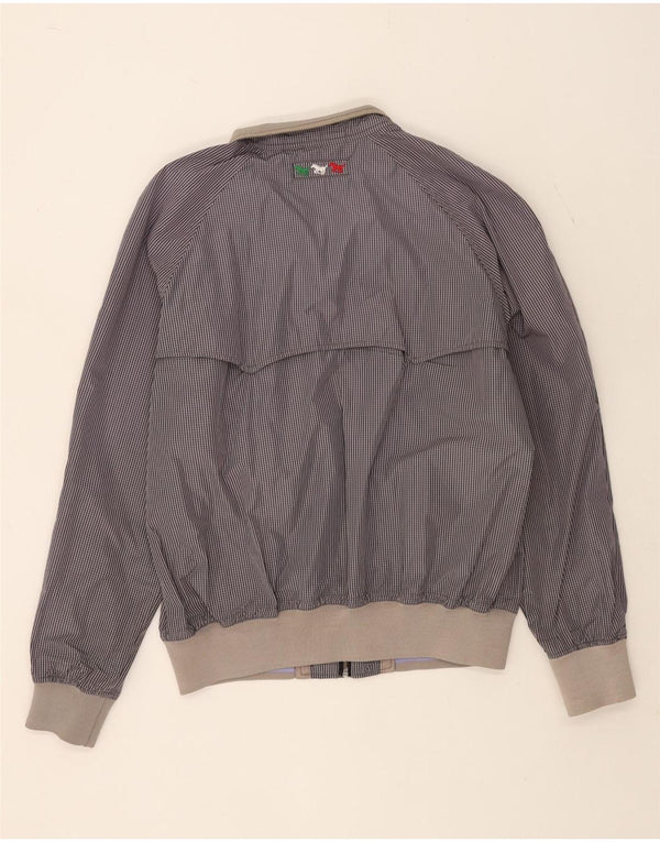 Jaqueta bomber masculina Benetton UK 44 2XL algodão guingão azul marinho