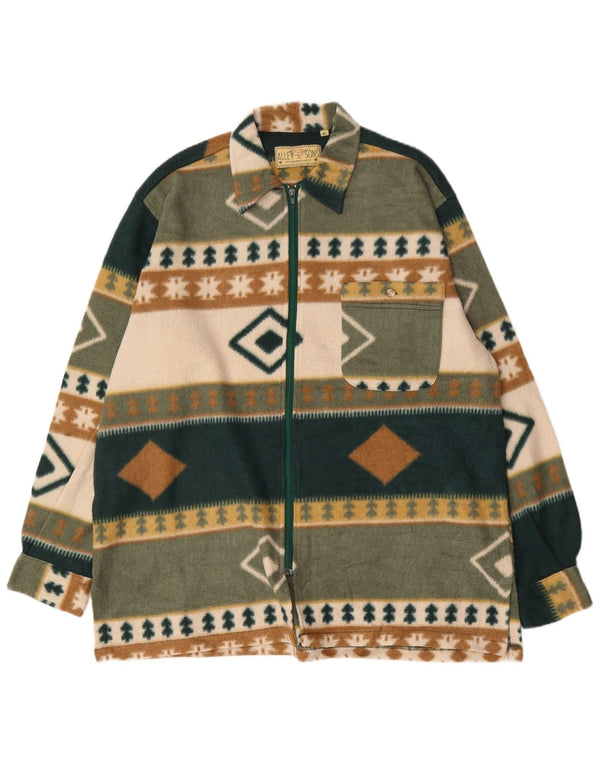 Jaqueta de lã masculina Alley & Sons UK 42 XL Verde Geométrico