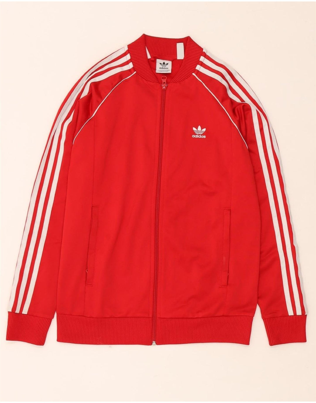 ADIDAS Meninos Tracksuit Top Jacket 13-14 Anos Vermelho Poliéster