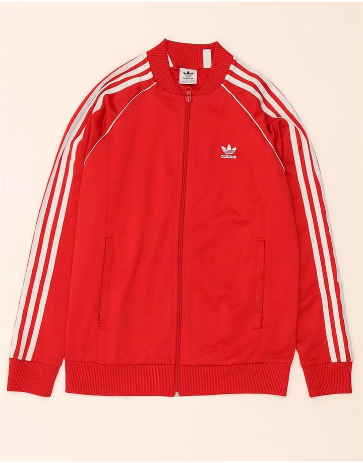 ADIDAS Meninos Tracksuit Top Jacket 13-14 Anos Vermelho Poliéster