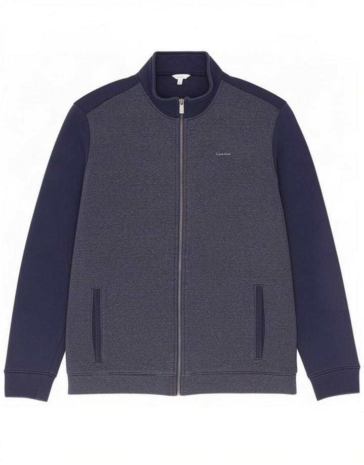 Calvin Klein Jaqueta masculina de agasalho grande algodão azul marinho