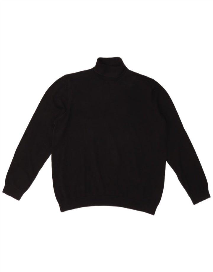 Suéter masculino Marks & Spencer com gola redonda, grande algodão preto