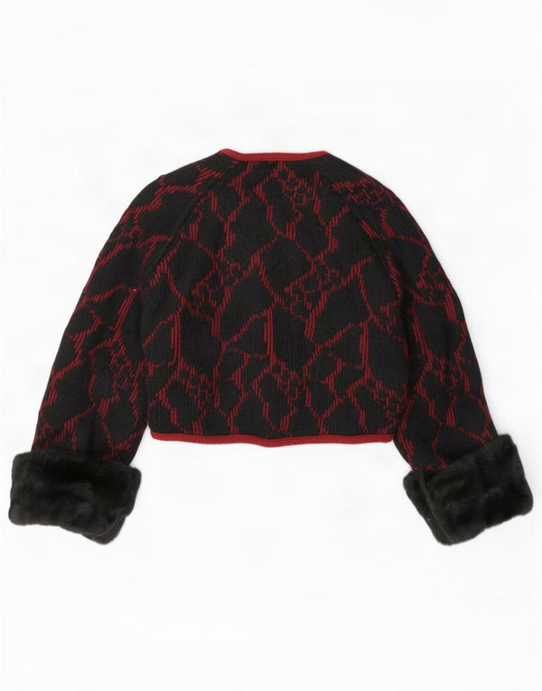Suéter feminino Creola com estampa abstrata e cardigã UK 18 XL preto