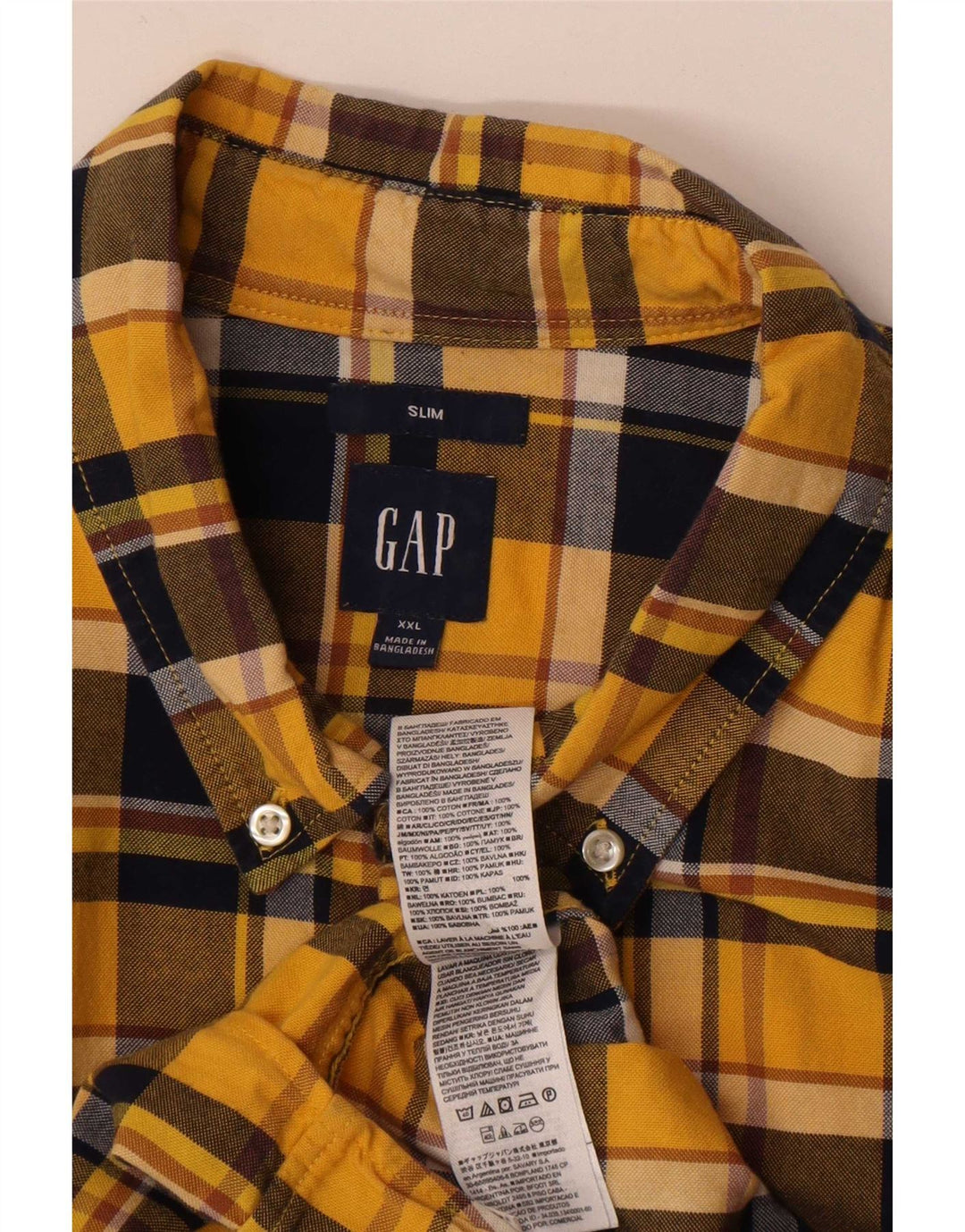 Camisa masculina de flanela slim Gap 2XL algodão xadrez amarelo