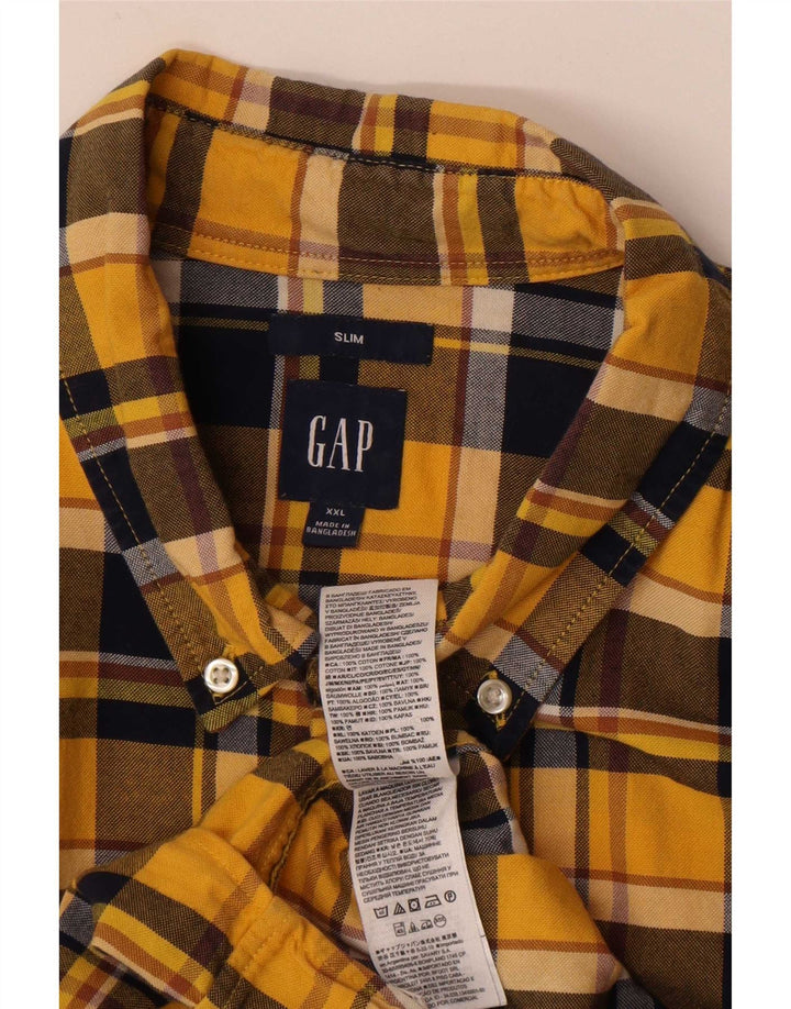 Camisa masculina de flanela slim Gap 2XL algodão xadrez amarelo
