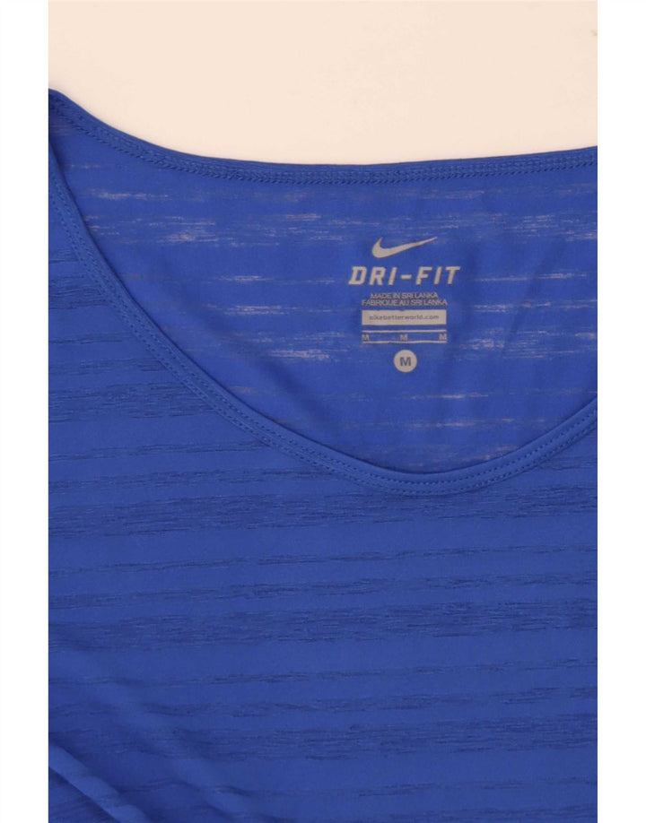 Camiseta Nike Feminina Dri Fit Top UK 14 Médio Azul Listrado