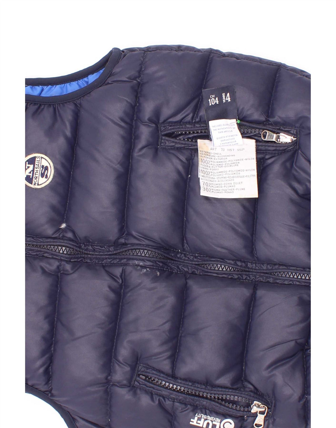 Colete acolchoado reversível North Sails Boys 3-4 anos azul marinho poliéster