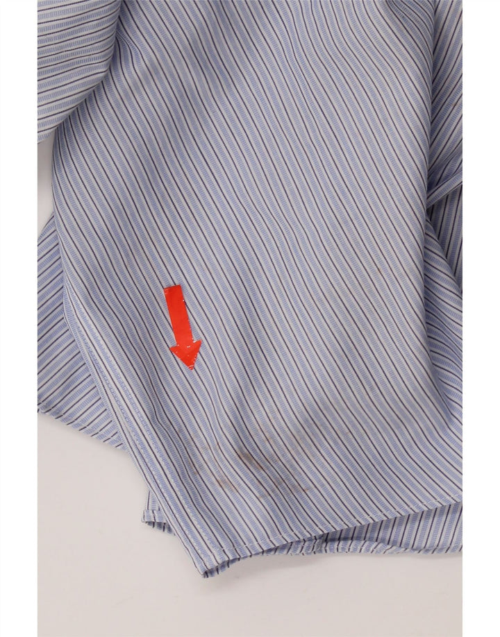 Camisa masculina Brooks Brothers 346 tamanho 15 algodão listrado azul médio