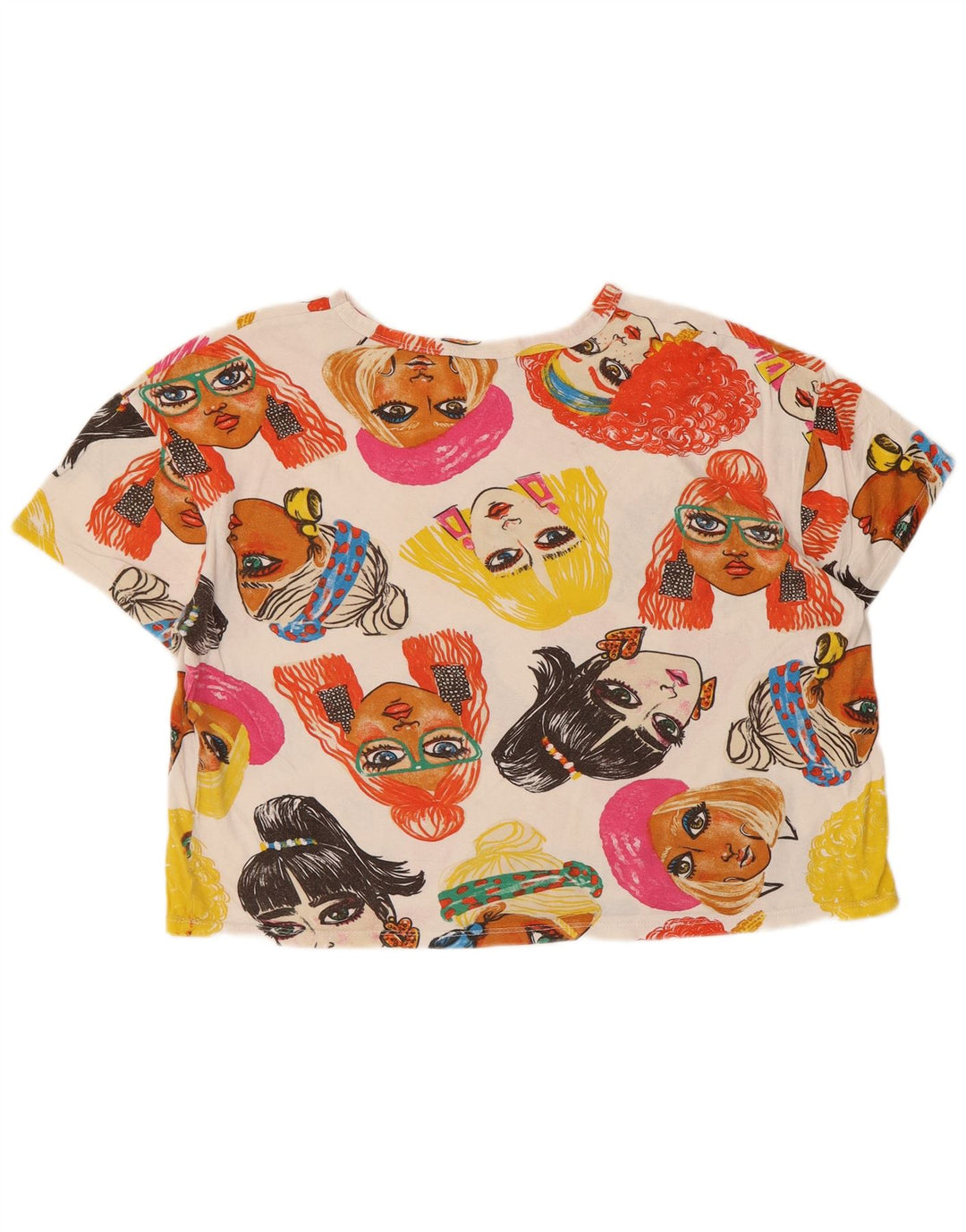 Camiseta feminina Zara Crop Graphic Top UK 14 Médio Multicolorido