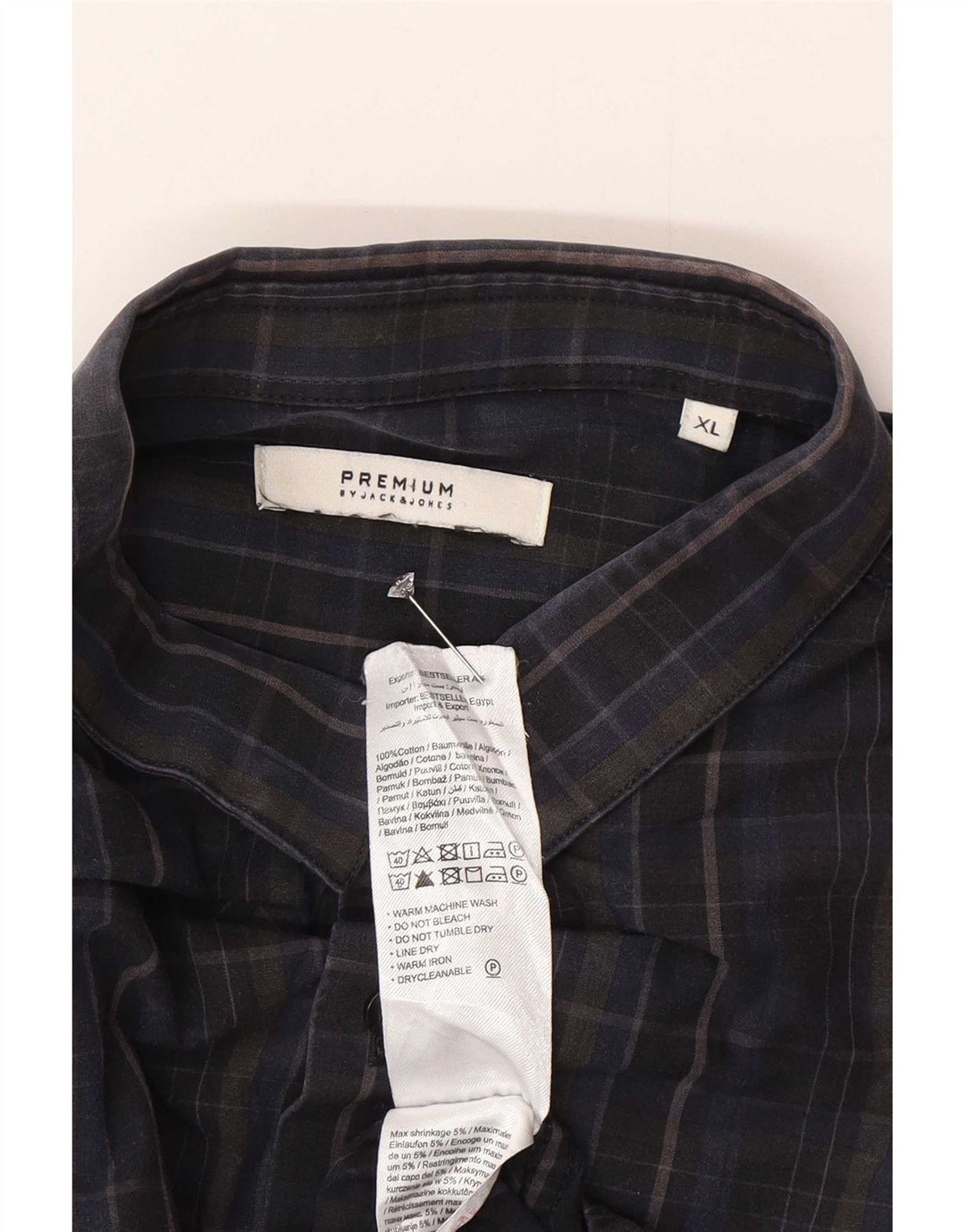 Camisa masculina Jack & Jones XL azul marinho xadrez algodão