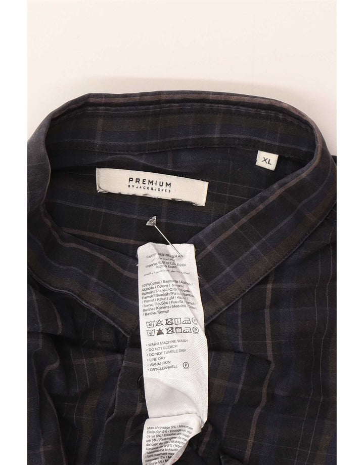 Camisa masculina Jack & Jones XL azul marinho xadrez algodão
