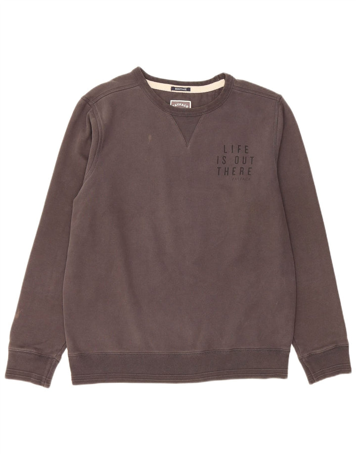 FAT FACE Mens Heritage moletom jumper médio algodão cinza