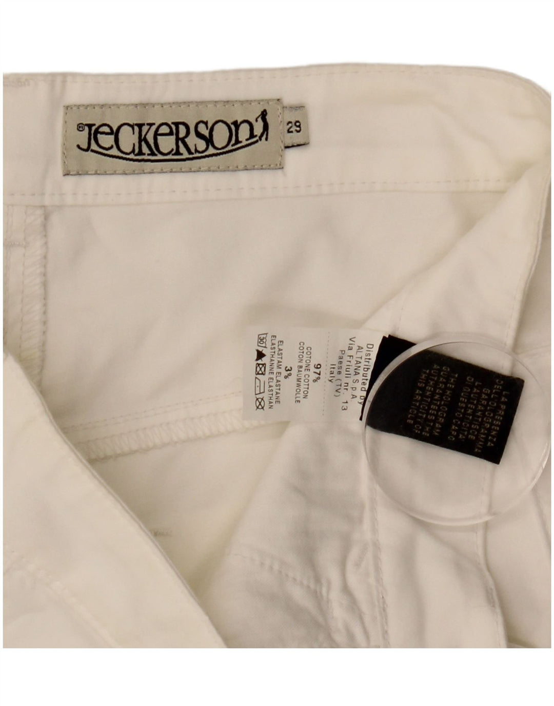 Shorts casual feminino Jeckerson W29 algodão branco médio