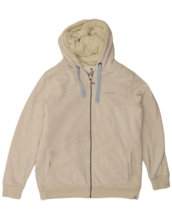 Suéter feminino animal com capuz e zíper Reino Unido 14 grande algodão manchado esbranquiçado