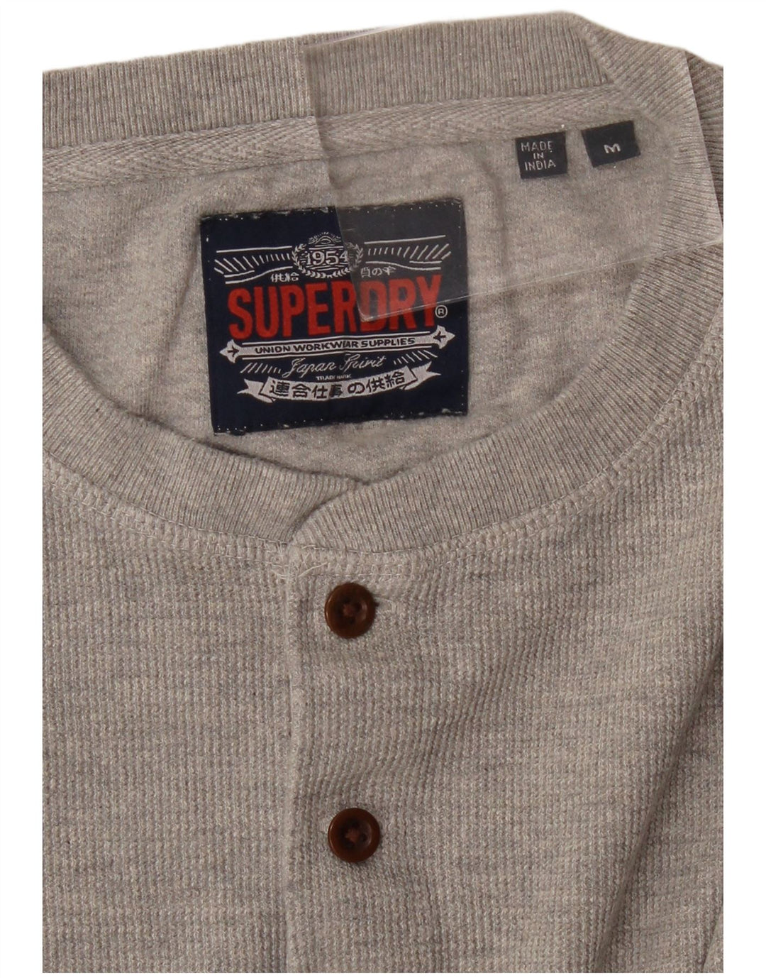 SUPERDRY Camiseta masculina manga comprida cinza médio