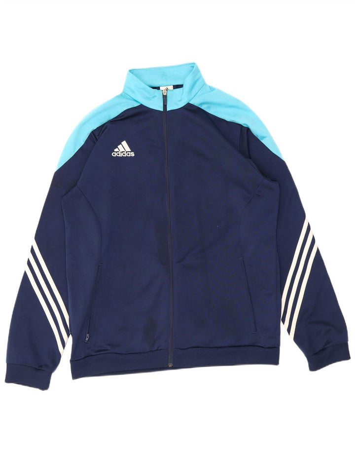 Adidas Mens Treino Top Jaqueta Grande Azul Marinho Colorblock Poliéster