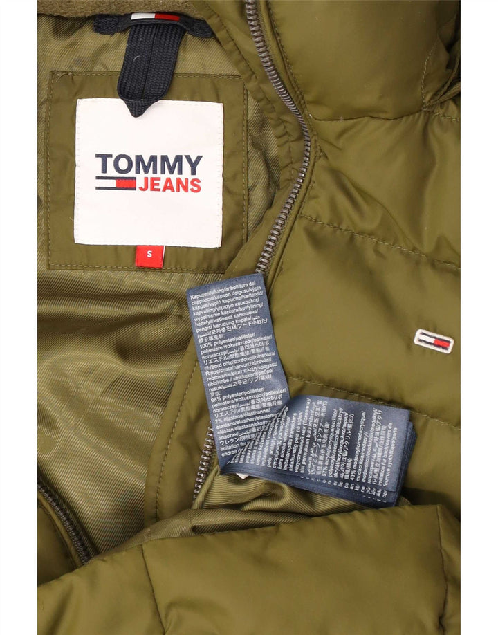 Casaco acolchoado com capuz feminino Tommy Hilfiger Reino Unido 10 pequeno poliéster verde