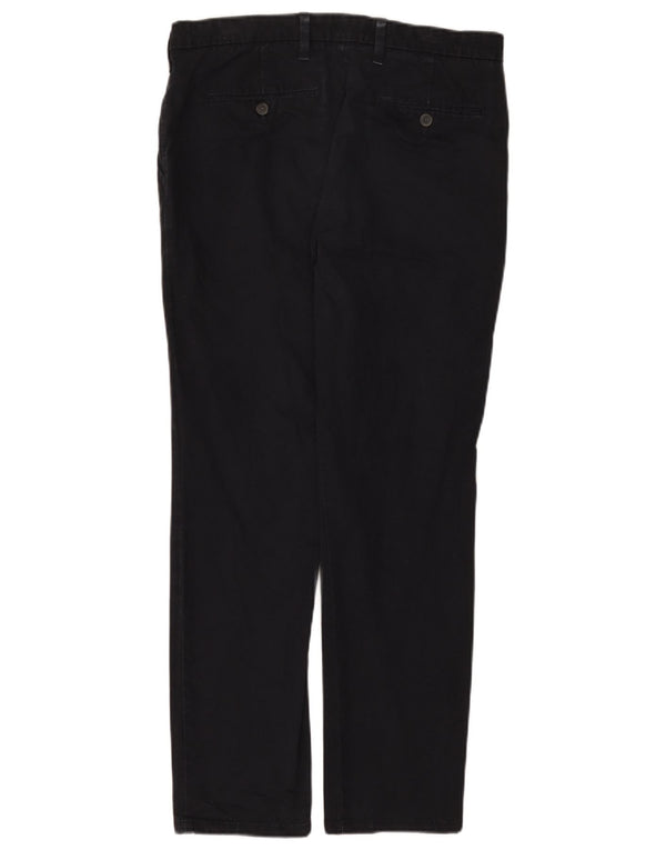 Calça chino masculina Marks & Spencer Slim Fit W34 L31 algodão azul marinho