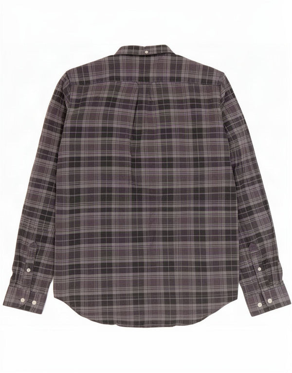 Camisa masculina Farah Slim Fit grande algodão xadrez cinza