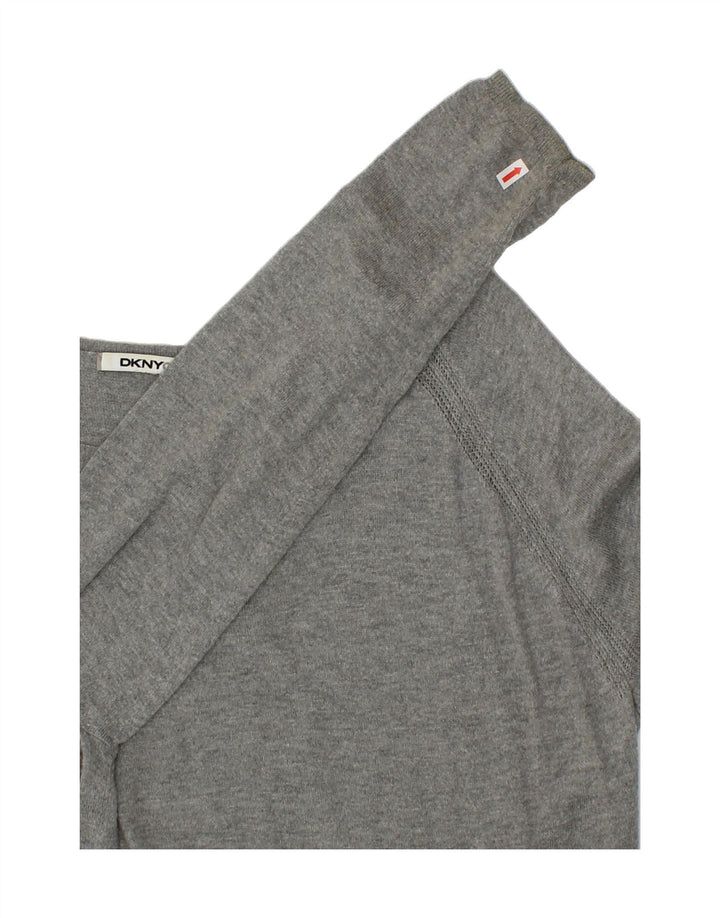 DKNY Womens Boat Neck Jumper Sweater UK 18 XL Grey Cotton Vintage Dkny and Second-Hand Dkny from Messina Hembry 
