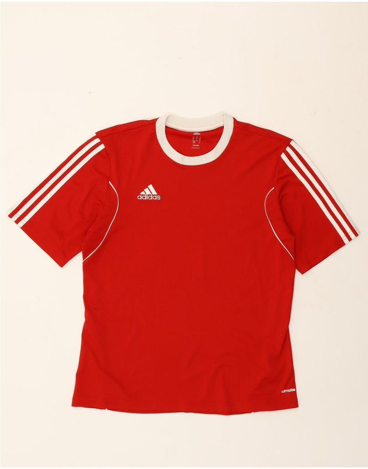 Adidas Mens Climalite Camiseta Top Médio Poliéster Vermelho