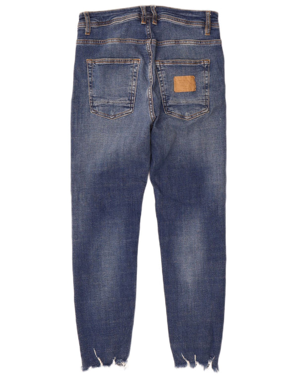 Zara Mens Distressed Slim Jeans EU 38 Pequeno W30 L26 Azul Algodão