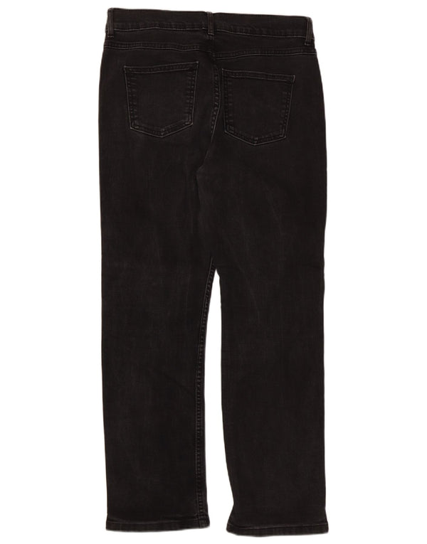 Jeans retos femininos Marks & Spencer Reino Unido 14 grande W32 L27 algodão preto