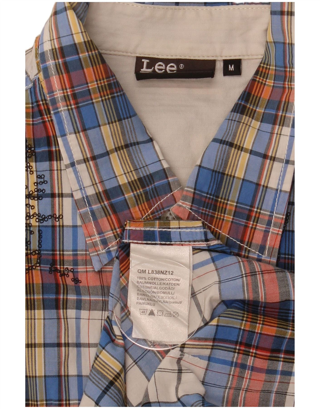 Camisa masculina Lee de manga curta gráfica de algodão xadrez médio multicolorido