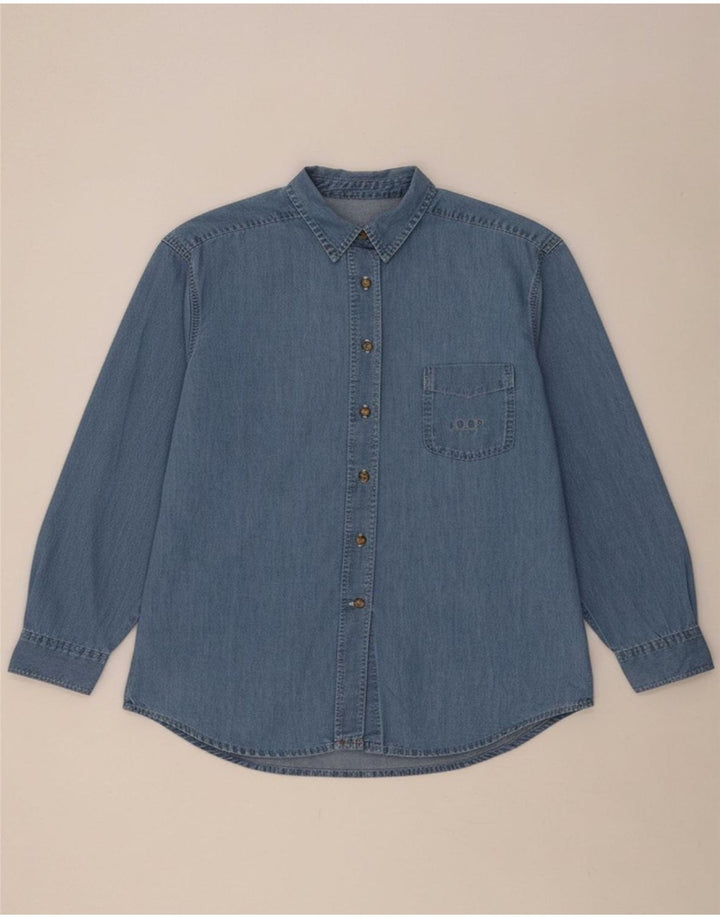 Camisa jeans feminina JOOP algodão azul médio