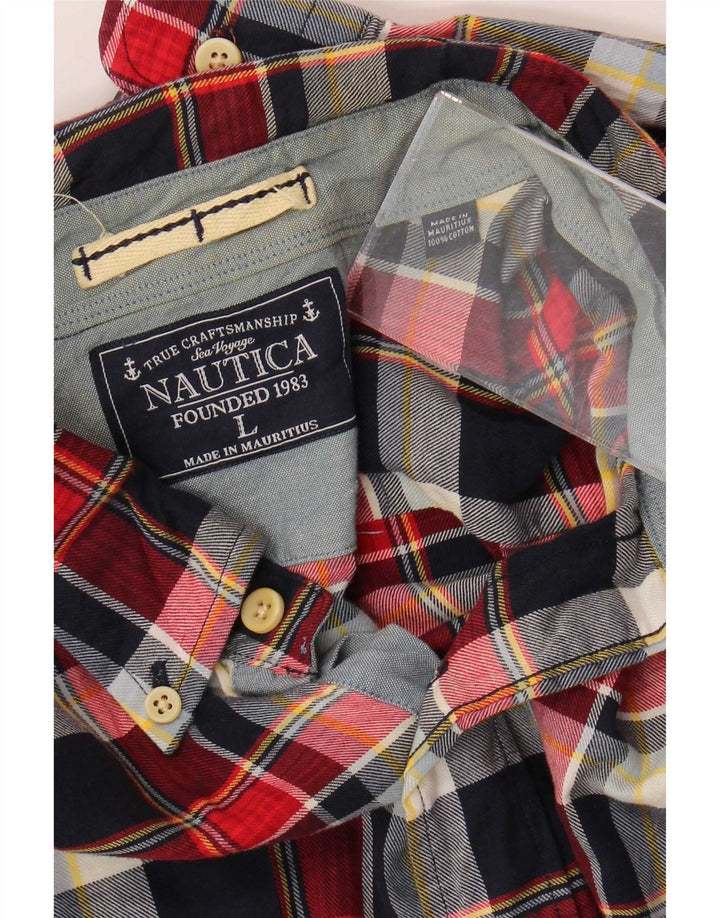 Camisa masculina de flanela Nautica grande algodão xadrez multicolorido