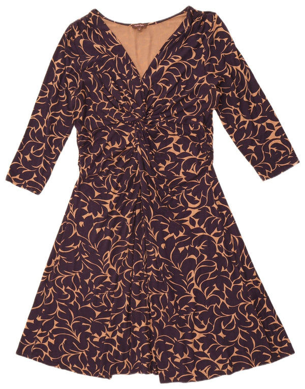 Vestido feminino Phase Eight manga 3/4 linha A Reino Unido 16 grande azul marinho floral