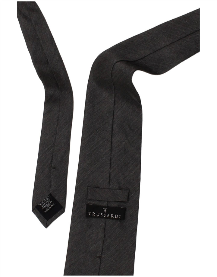 TRUSSARDI Mens Tie One Size Grey Silk Classic