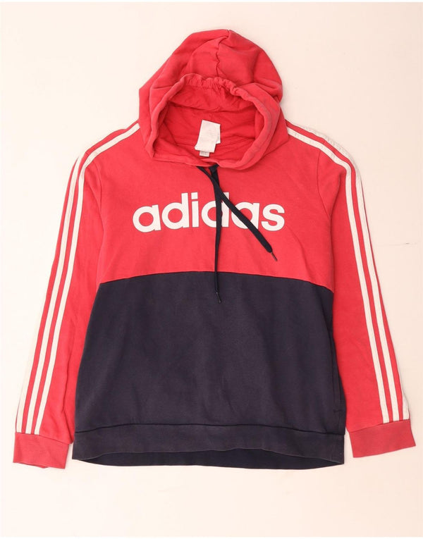 Adidas feminino gráfico moletom com capuz UK 20/22 XL vermelho colorblock algodão