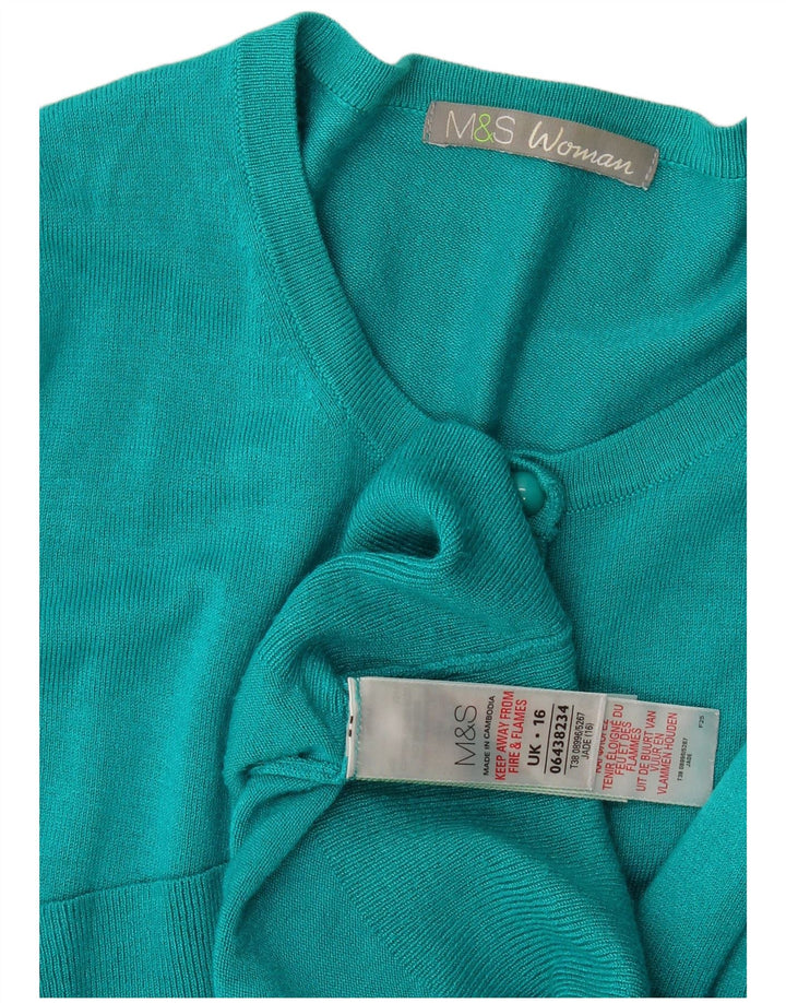 Suéter cardigã feminino Marks & Spencer UK 16 grande viscose azul