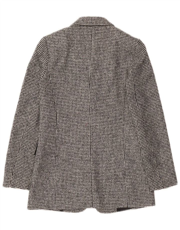 Jaqueta blazer feminina Massimo Dutti com 1 botão EU 34 2XS cinza houndstooth lã