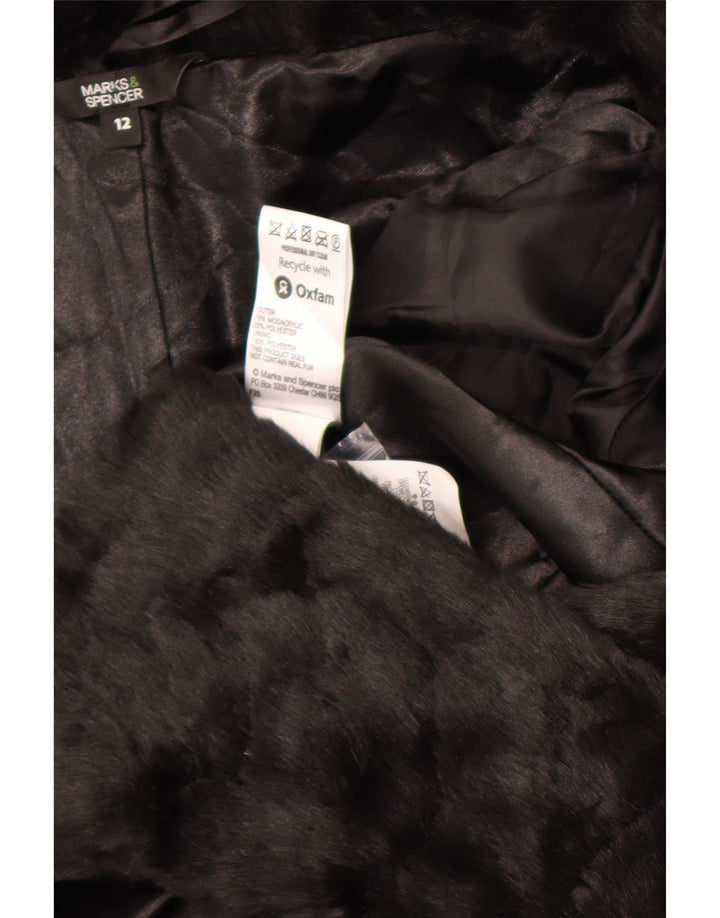 Jaqueta feminina de pele sintética Marks & Spencer Reino Unido 12 Modacryl preto médio