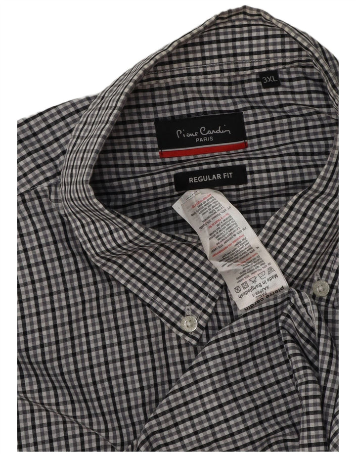 Camisa masculina Pierre Cardin Regular Fit 3XL poliéster xadrez cinza